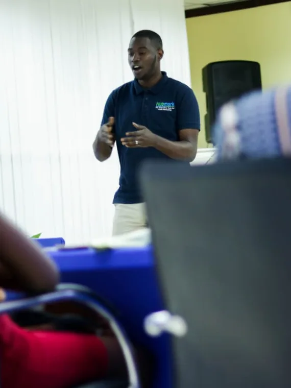 Jahmone leading a Hubmark® workshop