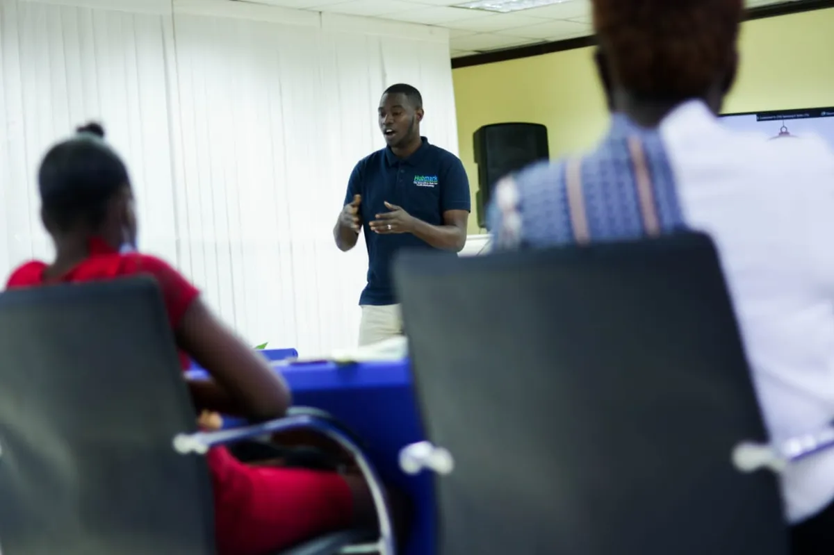 Jahmone leading a Hubmark training session